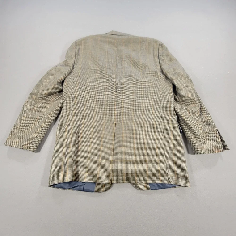 Bruce‎ Julian Wool Blazer Houndstooth Windowpane Tan Blue Men's 40R Sport Coat
